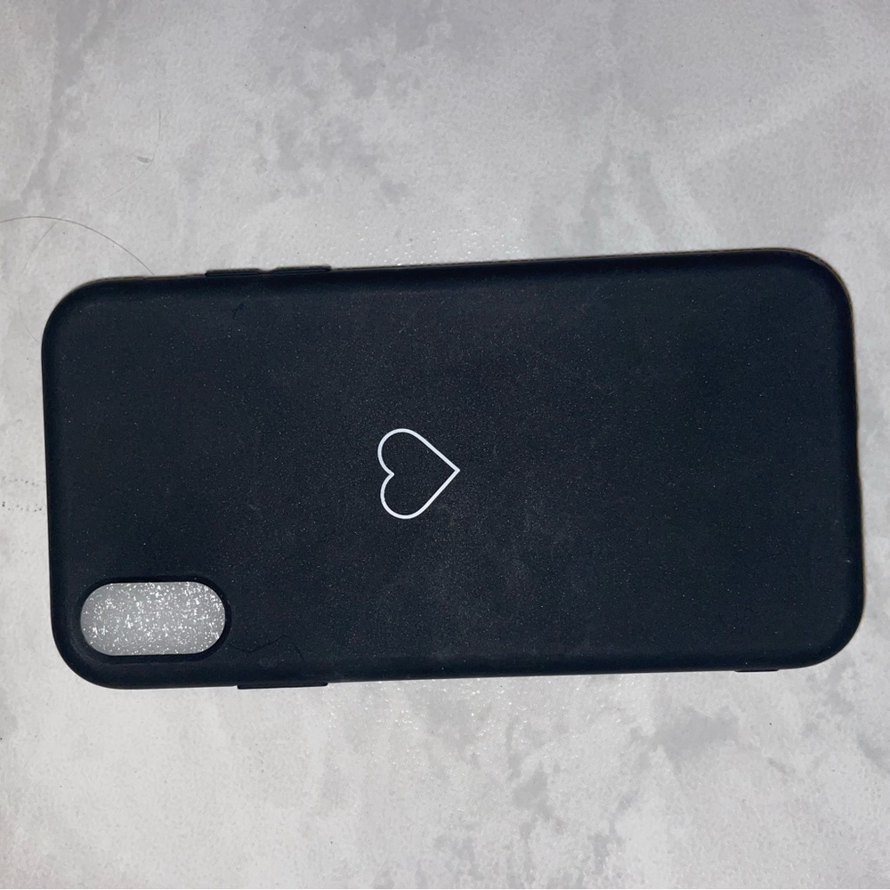 iPhone XR Black Case With White Heart
